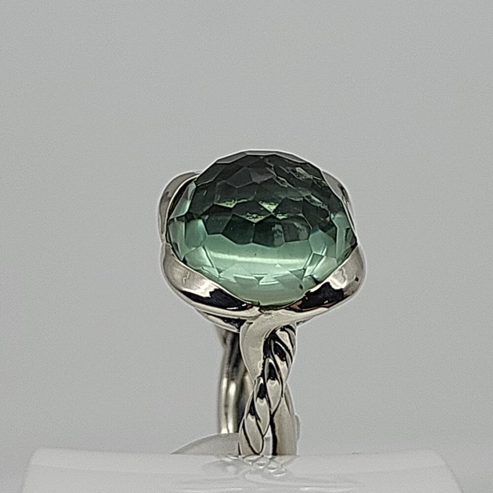 David Yurman Continuance Ring with Prasiloite in Sterling Silver 14mm